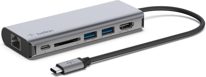 Belkin USB-C 6 in 1 Multi-Port Gigabit Ethernet - adapter i gruppen DATORER & KRINGUTRUSTNING / Bärbara datorer & tillbehör / Dockningsstation hos TP E-commerce Nordic AB (C57702)