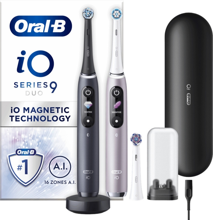 Oral B iO Series 9 Duo Pack - elektrisk tandborste, svart / rosa i gruppen SKÖNHET & HÄLSA / Munvård / Eltandborstar hos TP E-commerce Nordic AB (C57805)