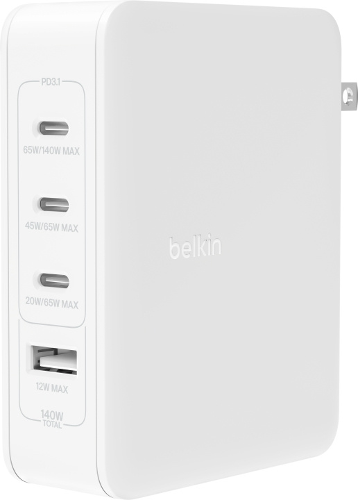 Belkin BoostCharge Pro 4-ports GaN 140 W nätladdare i gruppen SMARTPHONE & SURFPLATTOR / Laddare & Kablar / Väggladdare / Väggladdare Typ C hos TP E-commerce Nordic AB (C57822)
