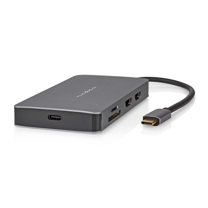 Nedis USB Multi-Port Adapter | USB 3.2 Gen 1 | USB-C™ Hane | Micro SD / RJ45 Hona / SD / USB-C™ Hona / 2x HDMI™ / 2x USB-A Hona | 5 Gbps | 0.20 m | Rund | Guldplaterad | PVC | Antracit | Låda i gruppen DATORER & KRINGUTRUSTNING / Bärbara datorer & tillbehör / Dockningsstation hos TP E-commerce Nordic AB (C57842)