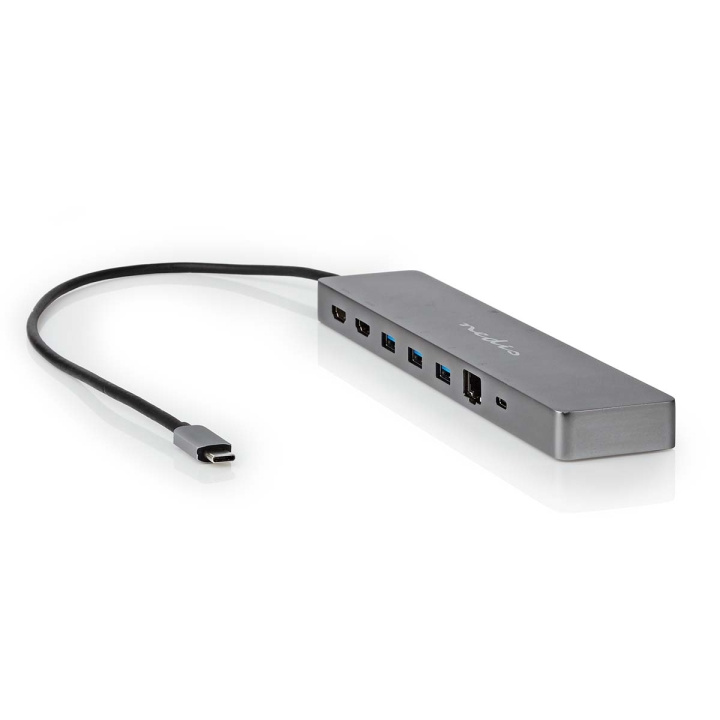 Nedis USB Multi-Port Adapter | USB 3.2 Gen 1 | USB-C™ Hane | Micro SD / RJ45 Hona / SD / 2x HDMI™ / 2x USB-C™ / 3x USB-A Hona | 0.40 m | Rund | Guldplaterad | TPE | Antracit | Låda i gruppen DATORER & KRINGUTRUSTNING / Bärbara datorer & tillbehör / Dockningsstation hos TP E-commerce Nordic AB (C57843)
