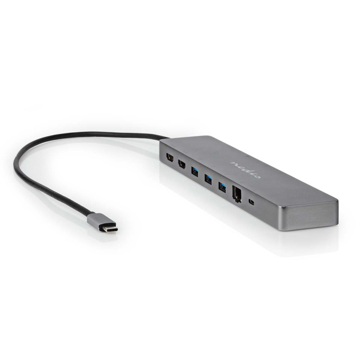 Nedis USB Multi-Port Adapter | 10-i-1 | USB 3.2 Gen 1 | USB-C™ Hane | Micro SD / RJ45 Hona / SD / 2x HDMI™ / 2x USB-C™ / 3x USB-A Hona | 0.40 m | Rund | Guldplaterad | TPE | Antracit | Låda i gruppen DATORER & KRINGUTRUSTNING / Bärbara datorer & tillbehör / Dockningsstation hos TP E-commerce Nordic AB (C57843)