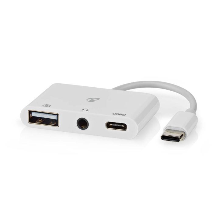 Nedis USB Multi-Port Adapter | USB 2.0 | USB-C™ Hane | USB-A Hona / USB-C™ Hona / 3.5 mm Hona | 480 Mbps | 0.10 m | Rund | Nickelplaterad | PVC | Vit | Låda i gruppen DATORER & KRINGUTRUSTNING / Datortillbehör / USB-hubbar hos TP E-commerce Nordic AB (C57851)