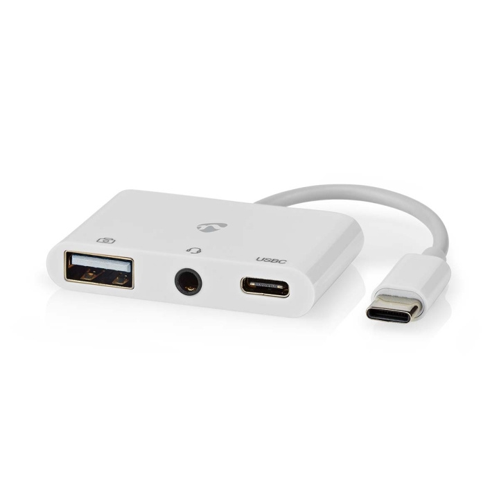 Nedis USB Multi-Port Adapter | 3-i-1 | USB 2.0 | USB-C™ Hane | USB-A Hona / USB-C™ Hona / 3.5 mm Hona | 480 Mbps | 0.10 m | Rund | Nickelplaterad | PVC | Vit | Låda i gruppen DATORER & KRINGUTRUSTNING / Datortillbehör / USB-hubbar hos TP E-commerce Nordic AB (C57851)