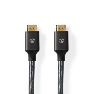 Nedis Ultra High Speed ​​HDMI ™ kabel | HDMI™ Kontakt | HDMI™ Kontakt | 8K@60Hz | 48 Gbps | 5.00 m | Rund | 6.7 mm | Grått Med Metall | Kartong med täckt fönster