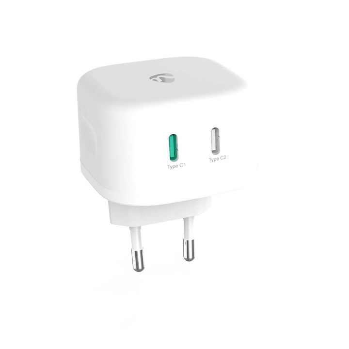 Nedis Väggladdare | 45 W | GaN | PD3.0 45W | Snabbladdnings funktion | 2.25 A / 3.0 A | Antal utgångar: 2 | 2x USB-C™ | Automatiskt val av Spänning | Vit i gruppen SMARTPHONE & SURFPLATTOR / Laddare & Kablar / Väggladdare / Väggladdare Typ C hos TP E-commerce Nordic AB (C57885)