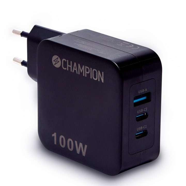 Champion Laddare 100W PD / QC Svart i gruppen SMARTPHONE & SURFPLATTOR / Laddare & Kablar / Väggladdare / Väggladdare Typ C hos TP E-commerce Nordic AB (C58658)