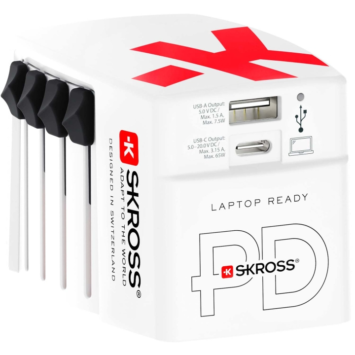 SKROSS World USB Charger AC65PD USB-C PD + USB-A 65W i gruppen HEM, HUSHÅLL & TRÄDGÅRD / El & Belysning / Reseadaptrar hos TP E-commerce Nordic AB (C58667)