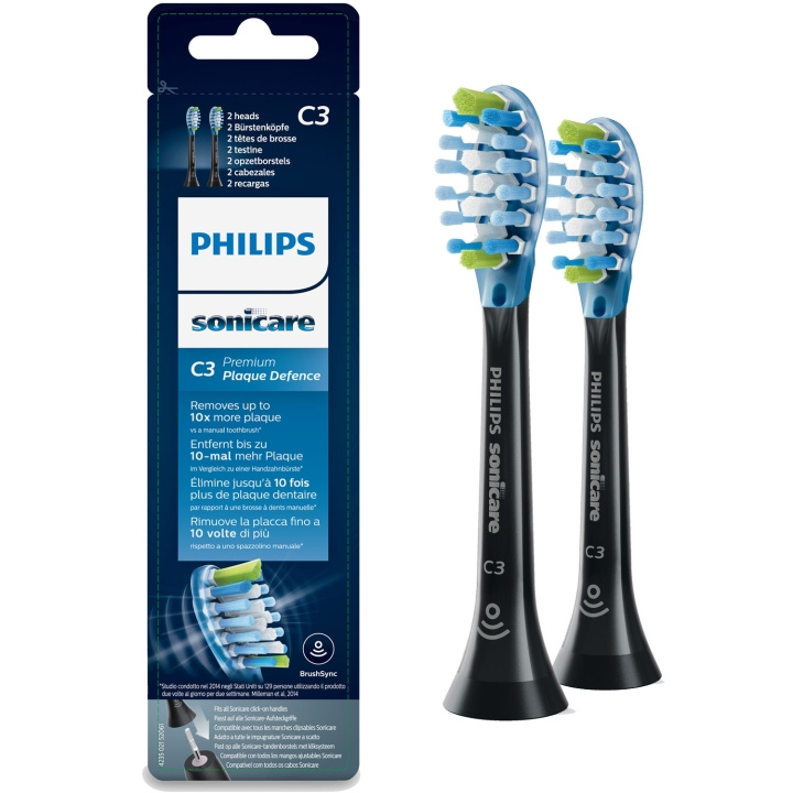 Philips Borsthuvud Sonicare C3 Premium Plaque 2st Black HX9042/33 i gruppen SKÖNHET & HÄLSA / Munvård / Borsthuvuden & Tillbehör hos TP E-commerce Nordic AB (C58965)