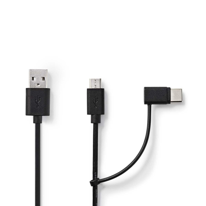 Nedis 2 i 1kabel | USB 2.0 | USB-A Hane | USB Micro-B Hane / USB-C™ Hane | 480 Mbps | 1.00 m | Nickelplaterad | Rund | PVC | Svart | Blister i gruppen DATORER & KRINGUTRUSTNING / Datorkablar / USB-kablar / USB-A / Kablar hos TP E-commerce Nordic AB (C58983)
