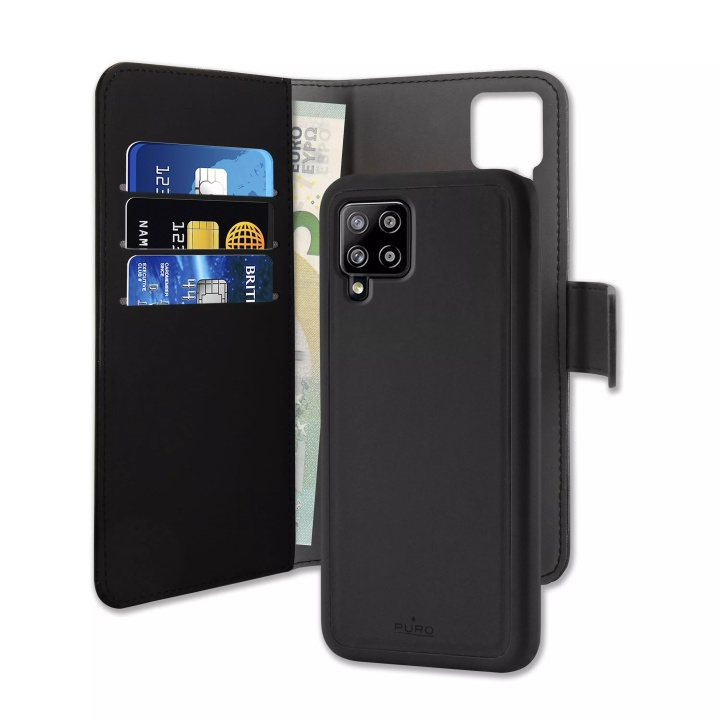 Puro Samsung Galaxy A42 5G EcoLeather Wallet Detach black i gruppen SMARTPHONE & SURFPLATTOR / Mobilskydd / Samsung hos TP E-commerce Nordic AB (C59233)
