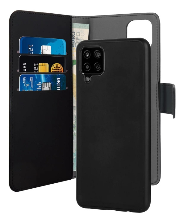 Puro Samsung Galaxy A12 Wallet Detachable, black i gruppen SMARTPHONE & SURFPLATTOR / Mobilskydd / Samsung hos TP E-commerce Nordic AB (C59240)