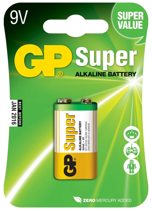 GP Super Alkaline 9V 1 Pack (B) i gruppen HEMELEKTRONIK / Batterier & Laddare / Batterier / 9V hos TP E-commerce Nordic AB (C59987)
