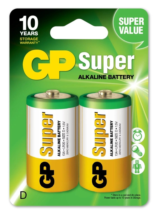 GP Super Alkaline D 2 Pack (LR20) i gruppen HEMELEKTRONIK / Batterier & Laddare / Batterier / Övriga hos TP E-commerce Nordic AB (C59990)