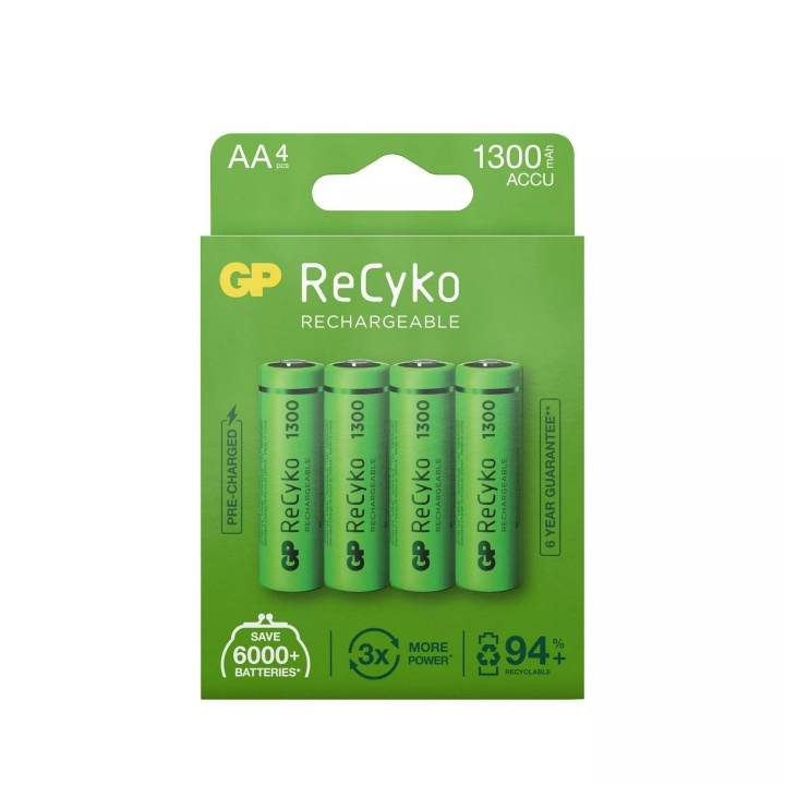 GP ReCyko NiMH 1300mAh AA 4 Pack (PB) i gruppen HEMELEKTRONIK / Batterier & Laddare / Laddningsbara batterier / AA hos TP E-commerce Nordic AB (C60007)