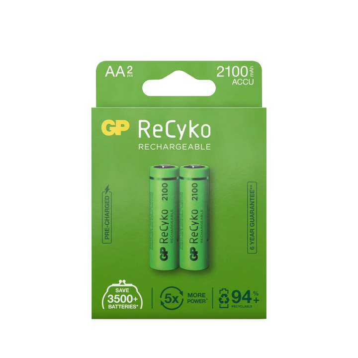GP ReCyko NiMH 2100mAh AA 2-pack (PB) i gruppen HEMELEKTRONIK / Batterier & Laddare / Laddningsbara batterier / AA hos TP E-commerce Nordic AB (C60008)