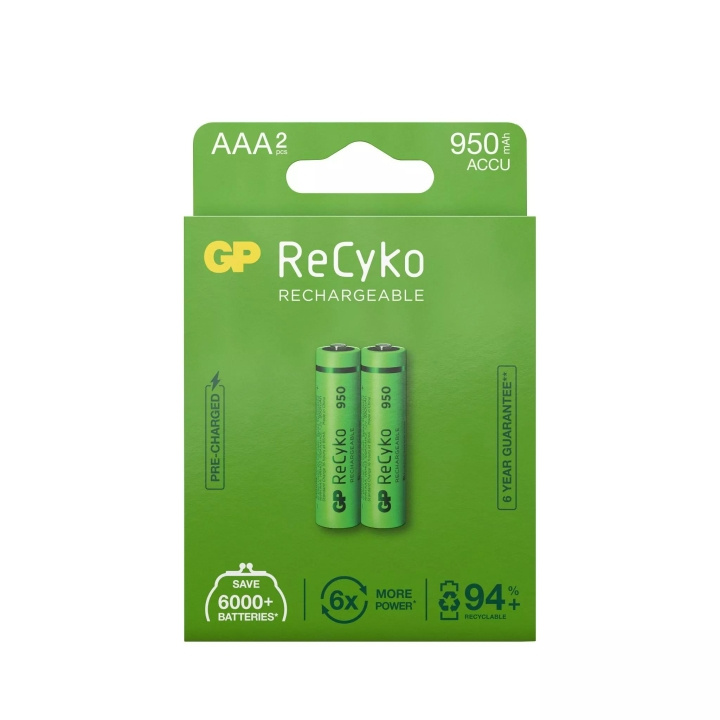 GP ReCyko NiMH 950mAh AAA 2 Pack (PB) i gruppen HEMELEKTRONIK / Batterier & Laddare / Laddningsbara batterier / AAA hos TP E-commerce Nordic AB (C60011)