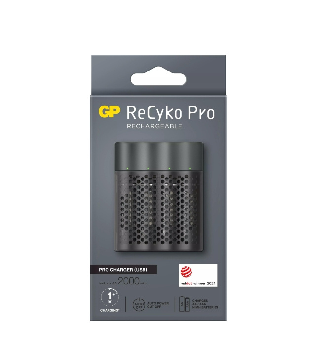 GP ReCyko Pro Laddare USB m/4xAA 2000mAh (PB) i gruppen HEMELEKTRONIK / Batterier & Laddare / Laddningsbara batterier / AA hos TP E-commerce Nordic AB (C60017)