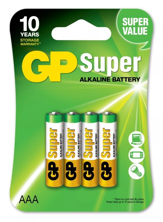 GP Super Alkaline AAA 4 Pack (B) i gruppen HEMELEKTRONIK / Batterier & Laddare / Batterier / AAA hos TP E-commerce Nordic AB (C60023)
