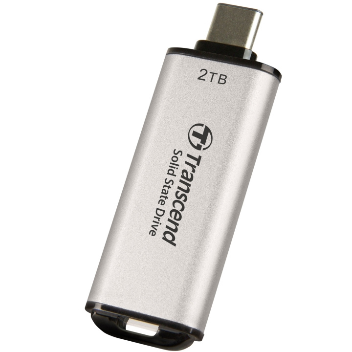 Transcend Portabel Mini SSD ESD300C USB-C 2TB 10Gbps (R1050/W950 Mb/s) Silver i gruppen DATORER & KRINGUTRUSTNING / Datortillbehör / Externa hårddiskar hos TP E-commerce Nordic AB (C60279)