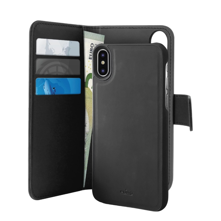 Puro iPhone X/XS, EcoLeather Wallet Detach., black i gruppen SMARTPHONE & SURFPLATTOR / Mobilskydd / Apple / iPhone X/XS / Fodral hos TP E-commerce Nordic AB (C60588)