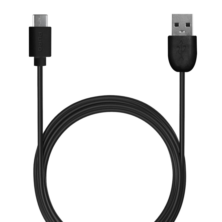 Puro USB-A - USB-C cable, 1m, Black i gruppen SMARTPHONE & SURFPLATTOR / Laddare & Kablar / Kablar / Kablar Typ C hos TP E-commerce Nordic AB (C60619)