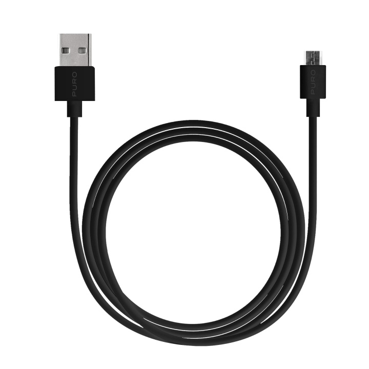 Puro USB-A - MicroUSB kabel, 2m, svart i gruppen SMARTPHONE & SURFPLATTOR / Laddare & Kablar / Kablar / Kablar microUSB hos TP E-commerce Nordic AB (C60622)
