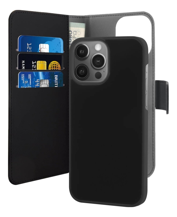 Puro iPhone 13 Pro Max EcoLeather Wallet Detach. black i gruppen SMARTPHONE & SURFPLATTOR / Mobilskydd / Apple / iPhone 13 Pro Max / Fodral hos TP E-commerce Nordic AB (C60717)