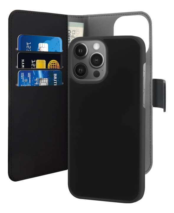 Puro iPhone 13 Pro EcoLeather Wallet Detach. black i gruppen SMARTPHONE & SURFPLATTOR / Mobilskydd / Apple / iPhone 13 Pro / Fodral hos TP E-commerce Nordic AB (C60718)