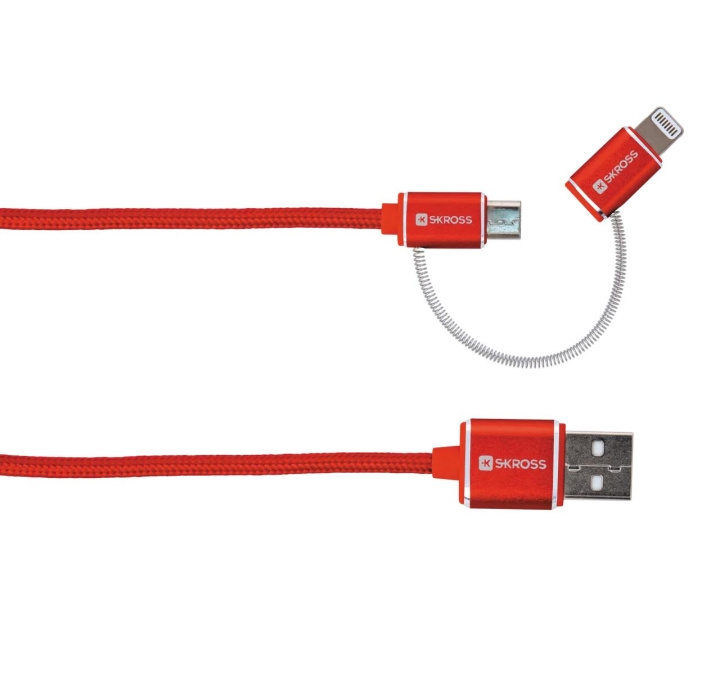 SKROSS RED 2in1 Charge\'n Sync Micro USB & Lightning Cable i gruppen SMARTPHONE & SURFPLATTOR / Laddare & Kablar / Kablar / Kablar Lightning hos TP E-commerce Nordic AB (C60750)