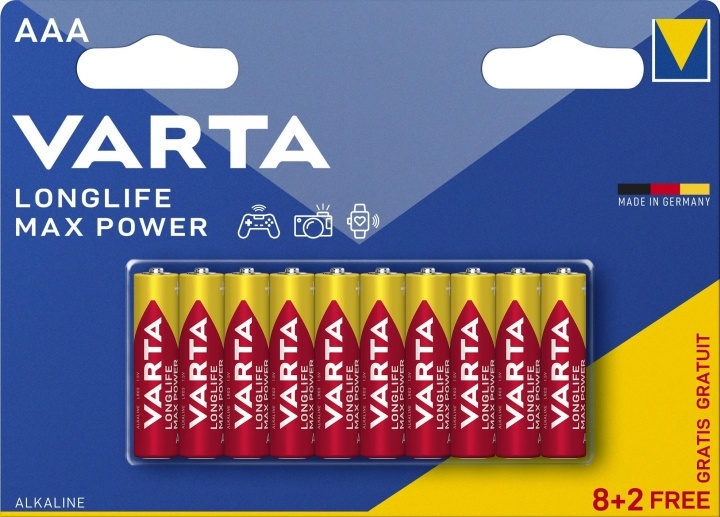 Varta Longlife Max Power AAA 10 Pack (8+2) i gruppen HEMELEKTRONIK / Batterier & Laddare / Batterier / AAA hos TP E-commerce Nordic AB (C60773)