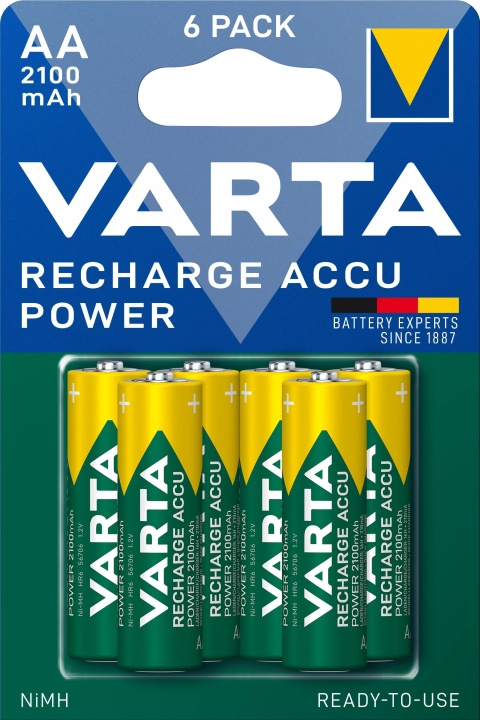 Varta Recharge Charge Accu Power AA 2100mAh 6 Pack i gruppen HEMELEKTRONIK / Batterier & Laddare / Laddningsbara batterier / AA hos TP E-commerce Nordic AB (C60790)