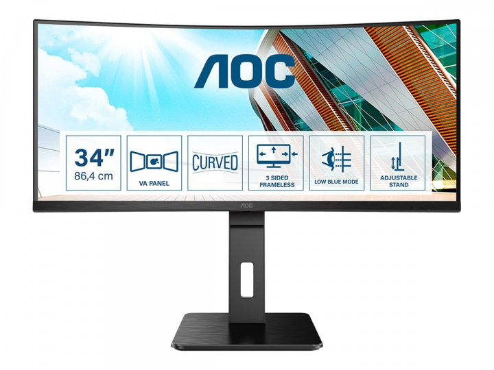 AOC CU34P2A 34 3440 x 1440 (UltraWide) HDMI DisplayPort 100Hz i gruppen DATORER & KRINGUTRUSTNING / Datorskärmar & Tillbehör / Datorskärmar hos TP E-commerce Nordic AB (C61342)