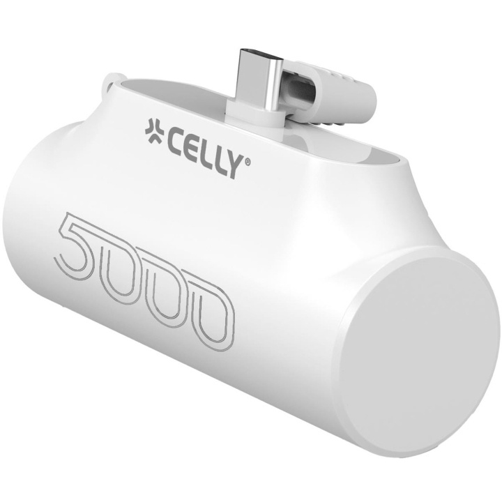 Celly PowerBank 5.000 mAh 10,5W USB-C Vit i gruppen SMARTPHONE & SURFPLATTOR / Laddare & Kablar / Powerbanks hos TP E-commerce Nordic AB (C61386)