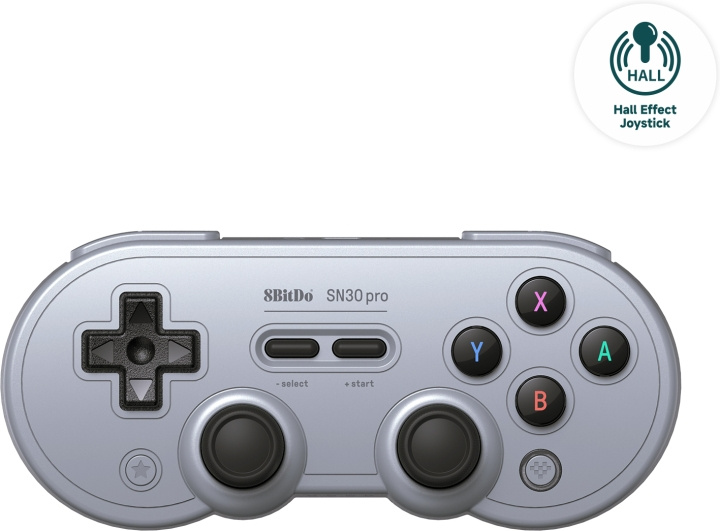 8BitDo SN30 Pro - Hall Edition trådlös spelkontroll, Grå, Switch / PC / Android i gruppen HEMELEKTRONIK / Spelkonsoler & Tillbehör / Nintendo Switch / Tillbehör hos TP E-commerce Nordic AB (C61645)