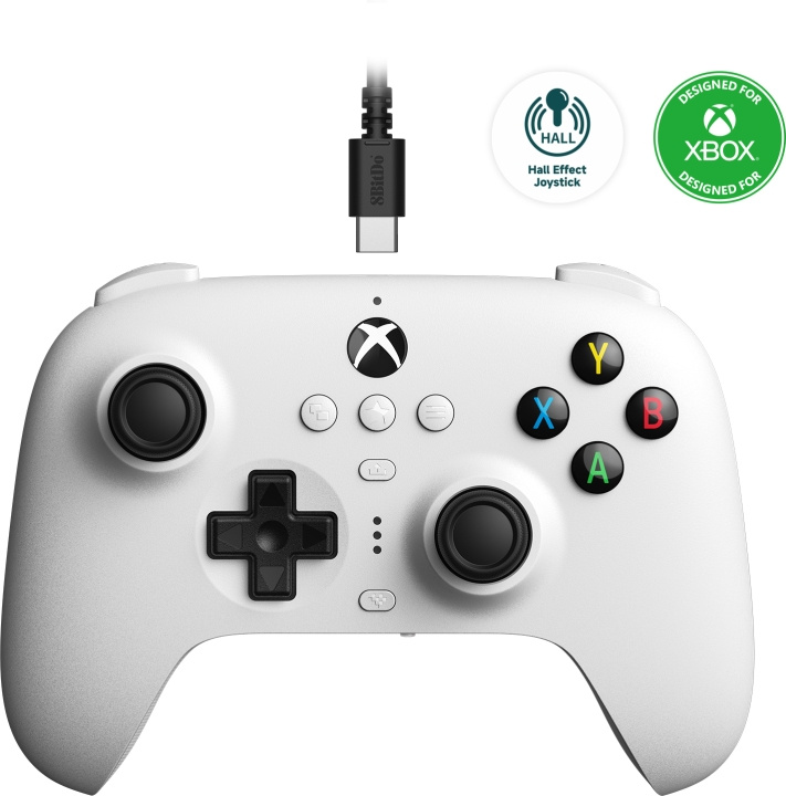 8BitDo Ultimate Wired Controller - Hall Edition trådlös spelkontroll, vit, Xbox / PC i gruppen HEMELEKTRONIK / Spelkonsoler & Tillbehör / Xbox Series X/S / Tillbehör hos TP E-commerce Nordic AB (C61646)