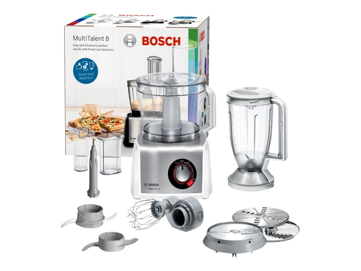 Bosch MultiTalent 8 MC812S814 Köksmaskin 3,9 liter Borstat rostfritt stål/vit i gruppen HEM, HUSHÅLL & TRÄDGÅRD / Hushållsmaskiner / Matberedare & Köksassistenter / Mixer & Blender hos TP E-commerce Nordic AB (C62039)