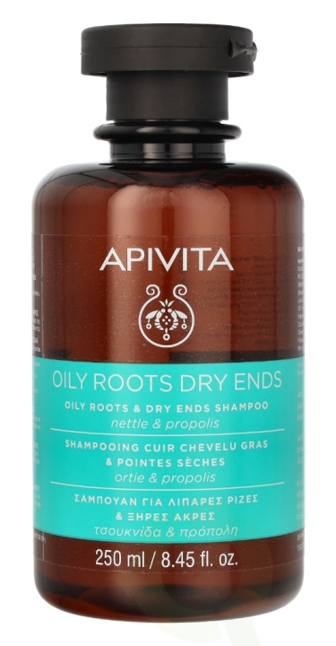 Apivita Oily Roots & Dry Ends Shampoo 250 ml Nettle & Propolis i gruppen SKÖNHET & HÄLSA / Hår & Styling / Hårvårdsprodukter / Schampo hos TP E-commerce Nordic AB (C62431)