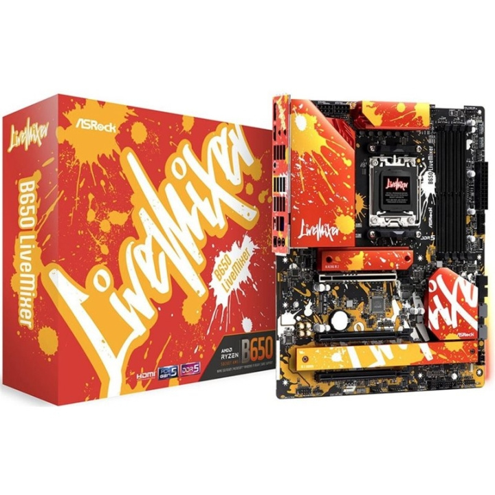 ASRock B650 LiveMixer (Motherboard, AMD AM5, 90-MXBJ50-A0UAYZ) i gruppen DATORER & KRINGUTRUSTNING / Datorkomponenter / Moderkort hos TP E-commerce Nordic AB (C62516)