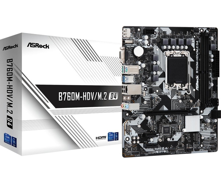 ASRock B760M-HDV/M.2 D4 Micro-ATX LGA1700 Intel B760 i gruppen DATORER & KRINGUTRUSTNING / Datorkomponenter / Moderkort hos TP E-commerce Nordic AB (C62537)