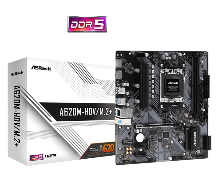 ASRock A620M-HDV/M.2+ Micro-ATX AM5 AMD A620 i gruppen DATORER & KRINGUTRUSTNING / Datorkomponenter / Moderkort hos TP E-commerce Nordic AB (C62553)