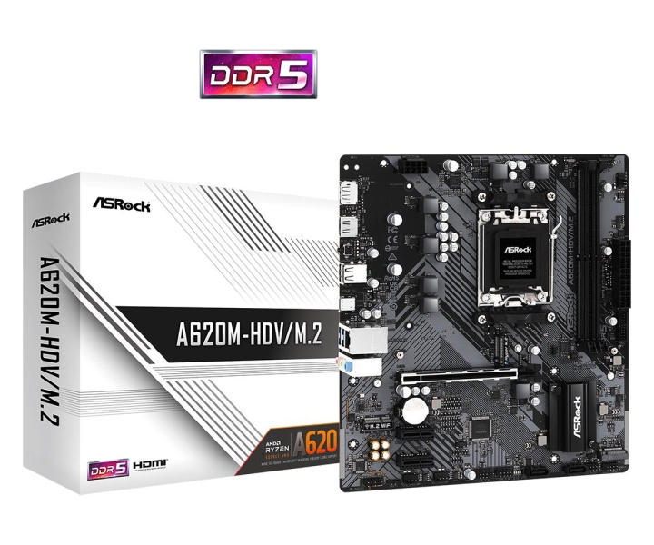 ASRock A620M-HDV/M.2 Micro-ATX AM5 AMD A620 i gruppen DATORER & KRINGUTRUSTNING / Datorkomponenter / Moderkort hos TP E-commerce Nordic AB (C62554)