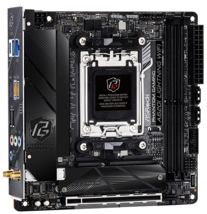 ASRock Phantom Gaming A620I Lightning WiFi Micro-ATX Socket AM5 AMD A620 i gruppen DATORER & KRINGUTRUSTNING / Datorkomponenter / Moderkort hos TP E-commerce Nordic AB (C62582)