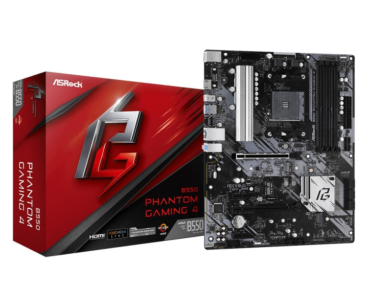 ASRock B550 Phantom Gaming 4 ATX AM4 AMD B550 i gruppen DATORER & KRINGUTRUSTNING / Datorkomponenter / Moderkort hos TP E-commerce Nordic AB (C62627)