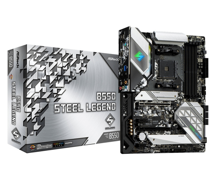 ASRock B550 Steel Legend ATX AM4 AMD B550 i gruppen DATORER & KRINGUTRUSTNING / Datorkomponenter / Moderkort hos TP E-commerce Nordic AB (C62629)