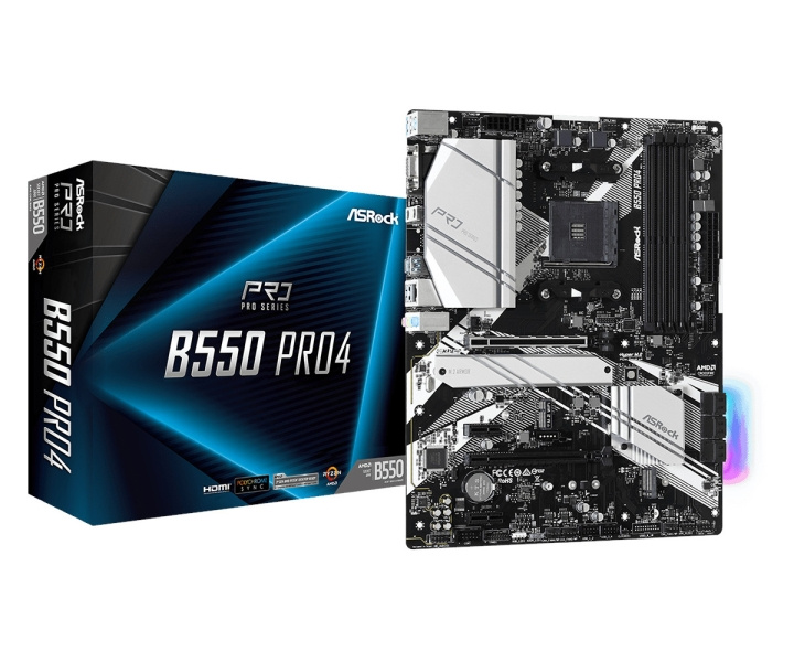 ASRock B550 Pro4 ATX AM4 AMD B550 i gruppen DATORER & KRINGUTRUSTNING / Datorkomponenter / Moderkort hos TP E-commerce Nordic AB (C62734)