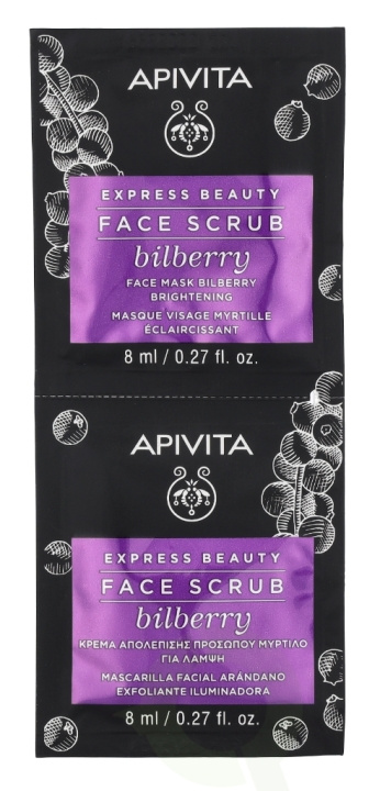 Apivita Express Beauty Face Scrub Set 16 ml 2x8ml - Bilberry i gruppen SKÖNHET & HÄLSA / Hudvård / Ansiktsvård / Rengöring hos TP E-commerce Nordic AB (C63430)