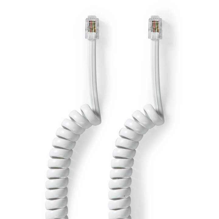 Nedis Telekomkabel | RJ10 Hane | RJ10 Hane | 2.00 m | Kabelns utformning: Lindad | Kabeltyp: RJ10 | Vit | Låda i gruppen HEMELEKTRONIK / Ljud & Bild / Fast telefoni / Bordstelefoner hos TP E-commerce Nordic AB (C64423)