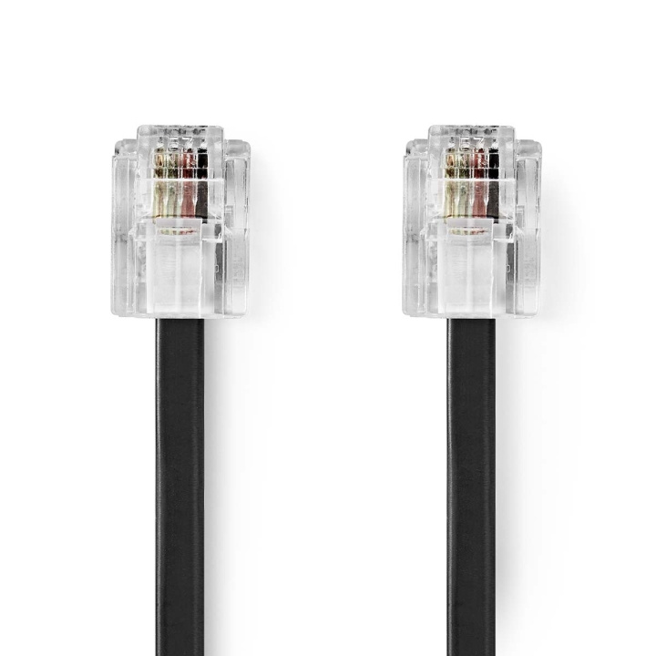 Nedis Telekomkabel | RJ11 Hane | RJ11 Hane | 2.00 m | Kabelns utformning: Platt | Guldplaterad | Kabeltyp: RJ11 | Svart | Label i gruppen HEMELEKTRONIK / Ljud & Bild / Fast telefoni / Bordstelefoner hos TP E-commerce Nordic AB (C64425)