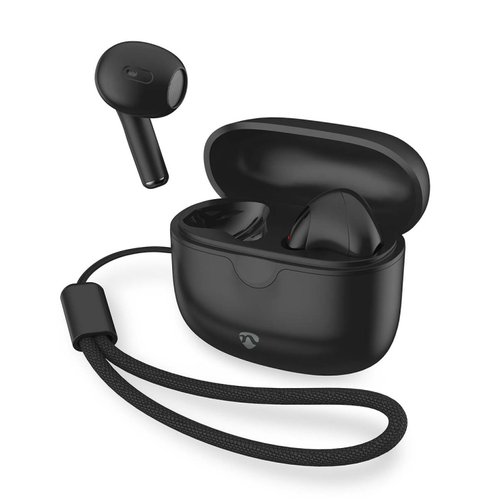 Nedis Fullt Trådlösa hörlurar | Bluetooth® | Maximal batteritid: 16 timmar | Tryck på Kontroll | Batteri hölje | Trådlöst laddningsfodral | Inbygd mikrofon | Stöd för röststyrning | Svart i gruppen HEMELEKTRONIK / Ljud & Bild / Hörlurar & Tillbehör / Hörlurar hos TP E-commerce Nordic AB (C64438)